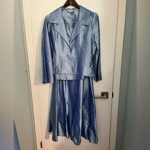 Elegant 3 piece 100% Silk Taffeta Maxi Skirt Set with Jacket and Sleeveless Top.